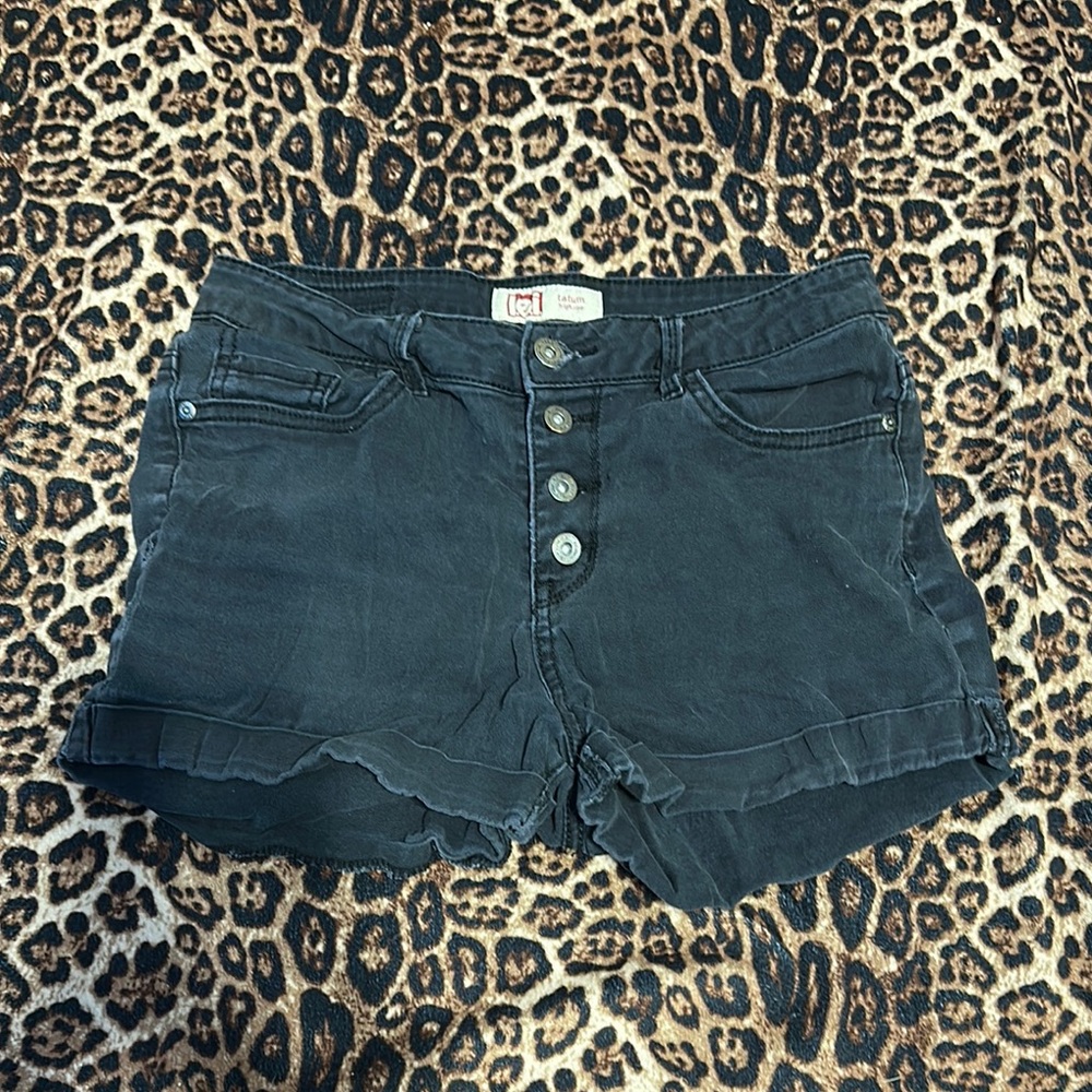Lei Black Jean Shorts High-Waisted Distressed